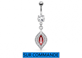 Piercing Nombril multistrass et marquise rouge