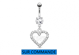 Piercing Nombril Plaqué rhodium coeur