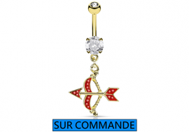 Piercing Nombril plaqué or Flèche rouge