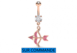 Piercing Nombril plaqué or rose Flèche rose
