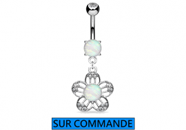 Piercing Nombril fleur Opale et strass