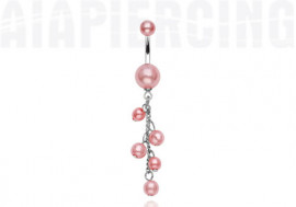 Piercing nombril perles nacrées roses