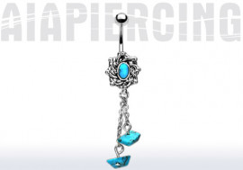 Piercing nombril perle turquoise