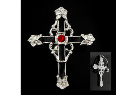 Piercing nombril inversé croix pierre rouge