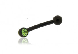 Piercing acier noir cristal vert