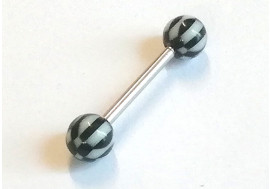 Piercing langue acrylique noir et blanc