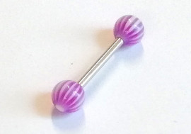 Piercing langue acrylique zébrée violette