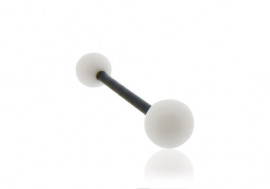 Piercing langue acrylique blanc tige noire