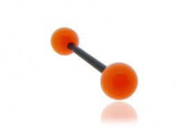 Piercing langue acrylique orange tige noire