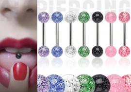 Piercing barbell billes paillettes