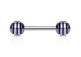 Piercing barbell rayée bleue