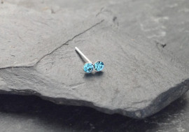 Piercing nez ARGENT 2 pierres - bleu turquoise