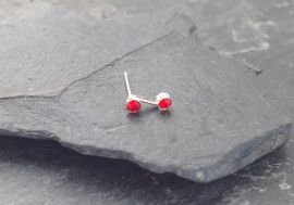 Piercing nez S deux pierres - rouge