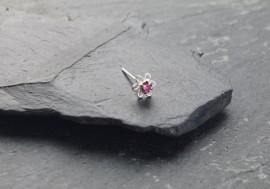 Piercing nez argent 925 fleur rose