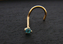 Piercing or massif 14k pierre turquoise 2mm