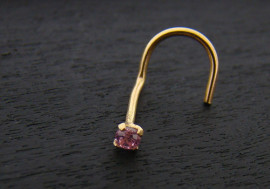 Piercing or massif 14k pierre rose 2mm