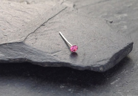 Stud argent pierre 2mm-rose