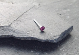 Stud argent pierre 2mm - violet