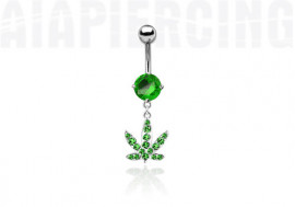 Piercing nombril cannabis vert