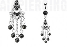 Piercing nombril chandelier noir