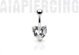 Piercing nombril coeur blanc 