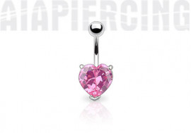 Piercing nombril coeur rose 