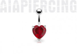 piercing nombril coeur rouge griffé