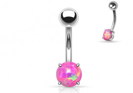 Piercing nombril acier opale rose