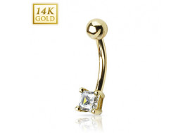 Piercing nombril pierre carrée 4mm