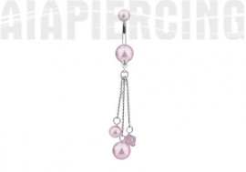 Piercing nombril pendentif perles roses