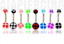 Piercing nombril acrylique trefle