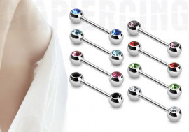 Piercing téton double cristal 16mm