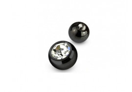 Accessoire piercing bille noire anodisée strass 1.2mm