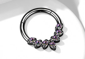Piercing Anneau clicker fleur lotus noire