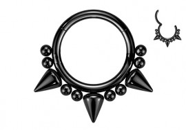 Piercing Anneau clicker spikes noirs