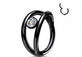 Piercing anneau clicker double strass noir