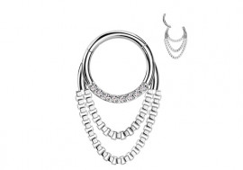 Piercing anneau clicker double chaine blanc