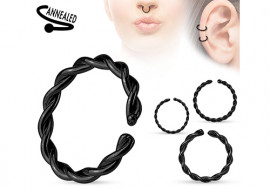 Piercing anneau cordage noir