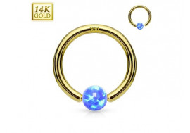 Anneau de piercing en or 14 carats et opalite bleue