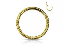 Piercing anneau segment clippé cordage doré