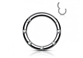 Piercing anneau à segment clippé acier strass