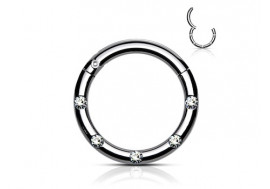 Piercing anneau à segment clippé acier strass