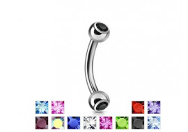 Piercing banane basique double gemme 1,2mm