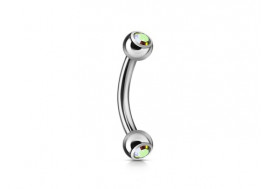 Piercing banane double gemme blanc irisé