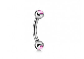 Piercing banane double gemme rose