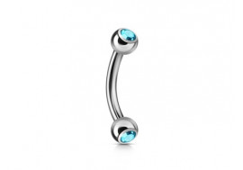 Piercing banane double gemme bleu turquoise