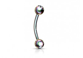 Piercing banane Billes anodisée essence strass blanc