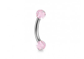 Piercing banane Bille paillette rose