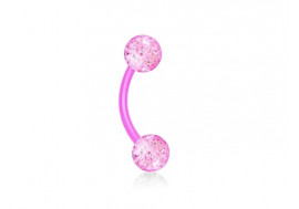 Piercing banane flexible Bille paillette rose