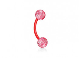 Piercing banane flexible Bille paillette rouge